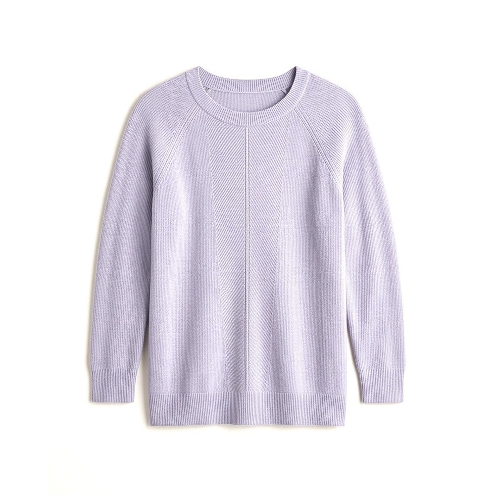 J. Jill M Lavender‎ Purple Ribbed Chevron Knit Crewneck Pullover Sweater Medium
